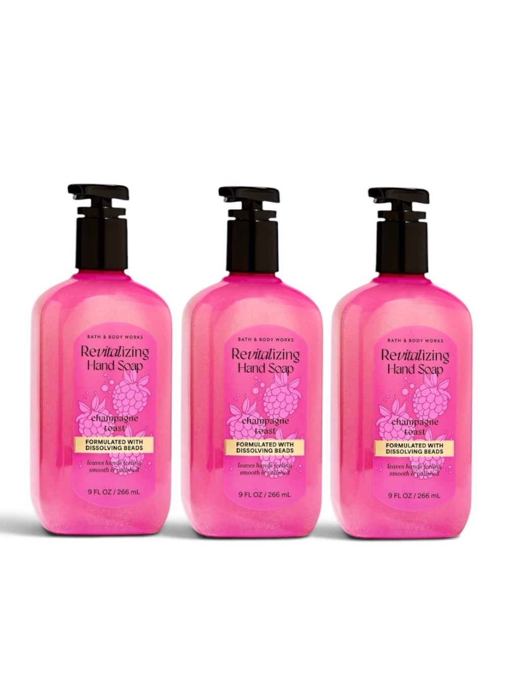 Bath & Body Works CHAMPAGNE TOAST Revitalizing Gel Hand Soap 9 fl oz Set Bundle